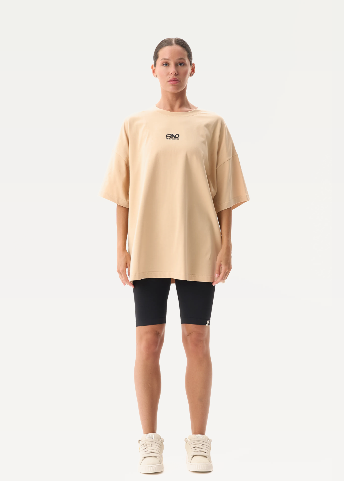 Футболка FRND FOR FRIENDS Volume жіноча бежевого кольору