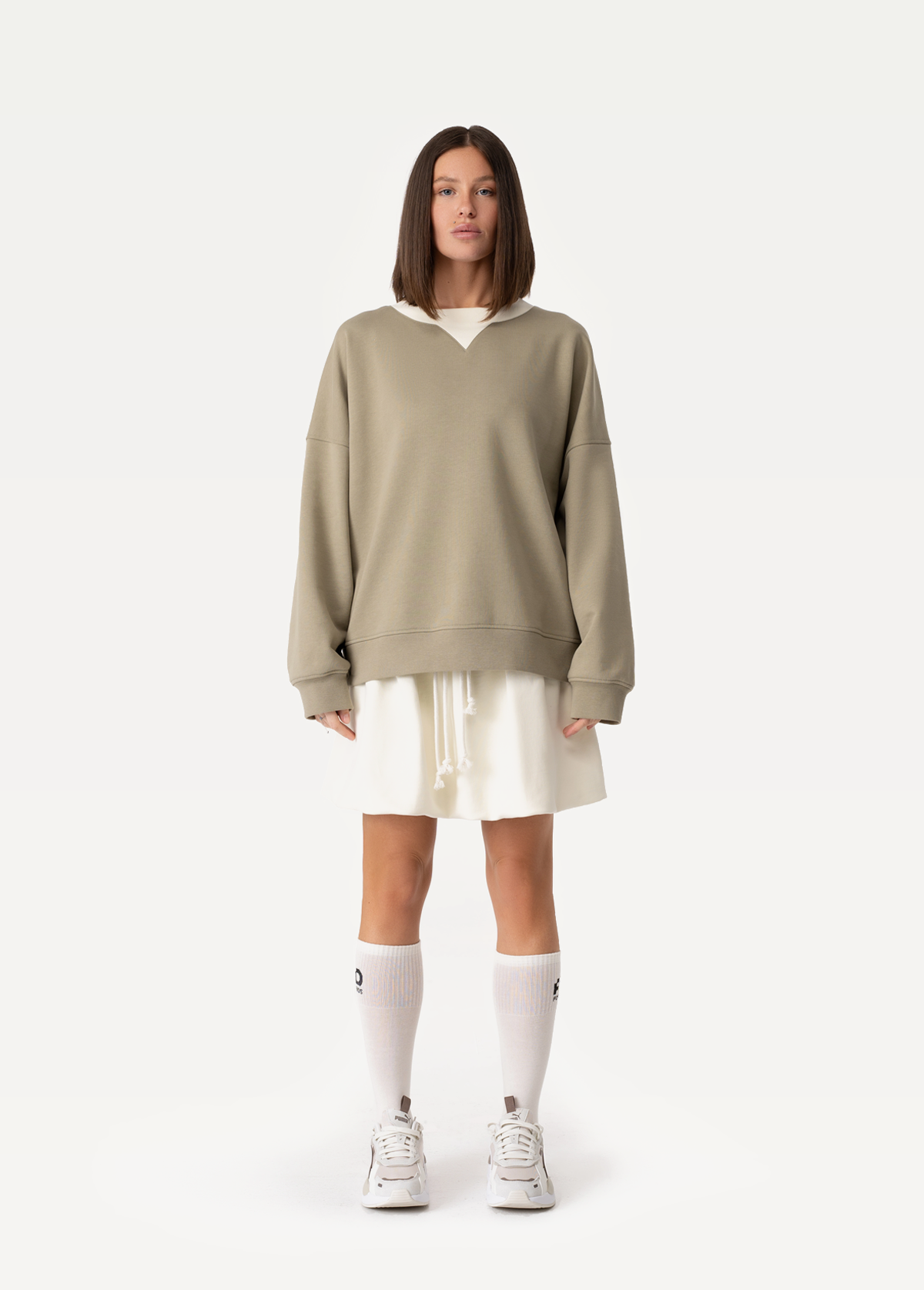 Юбка FRND FOR FRIENDS Kenzo женская молочного и оливкового цвета