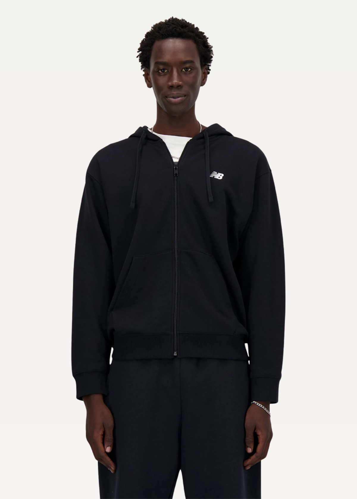 Худі чоловіче New Balance на блискавці Stacked Logo чорного кольору