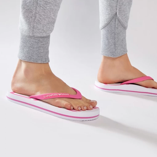 Шльопанці EA7 Emporio Armani біло-рожевого кольору