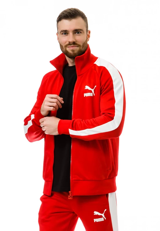 Куртка спортивная Puma Iconic T7 Track Jacket PT красного цвета