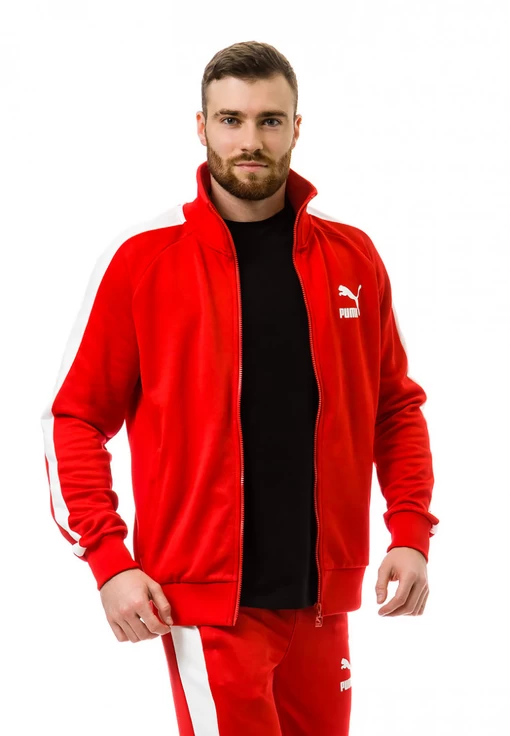 Куртка спортивная Puma Iconic T7 Track Jacket PT красного цвета