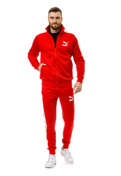 Куртка спортивная Puma Iconic T7 Track Jacket PT красного цвета