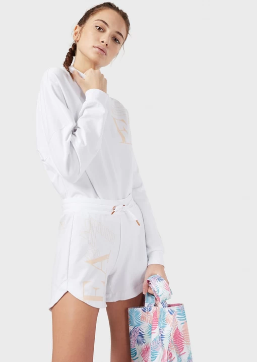 Шорти трикотажні жіночі білого кольору EA7 Emporio Armani