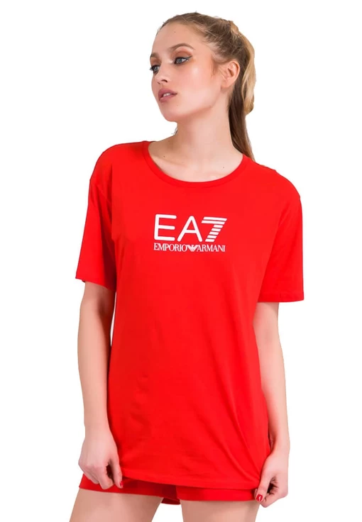 Футболка жіноча з джерсі EA7 Emporio Armani червоного кольору