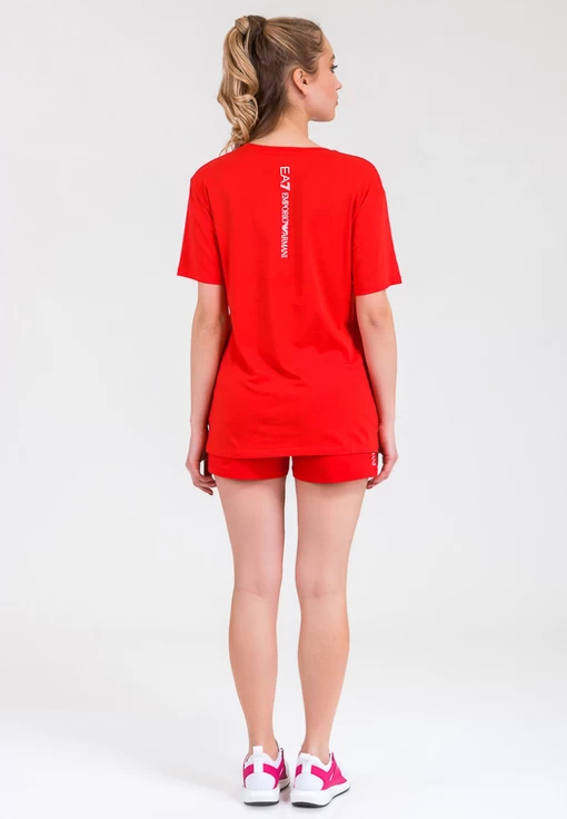 Футболка жіноча з джерсі EA7 Emporio Armani червоного кольору