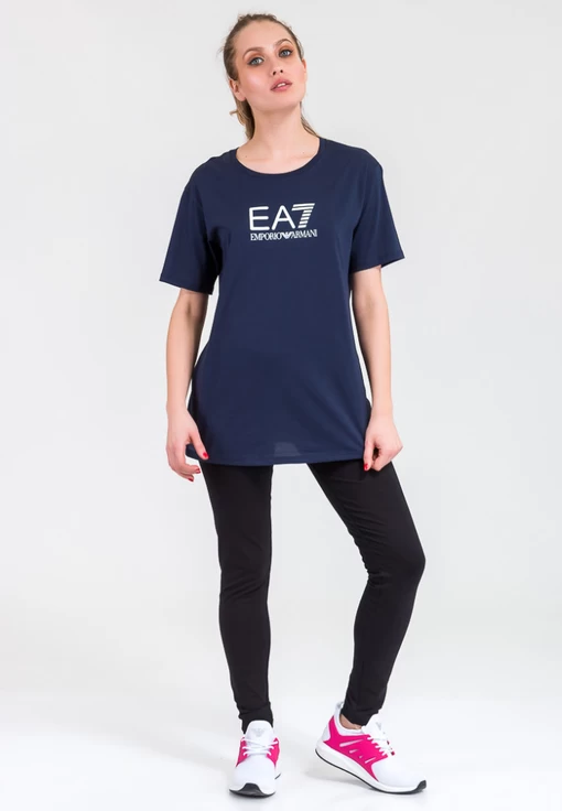Футболка жіноча з джерсі EA7 Emporio Armani темно-синього кольору