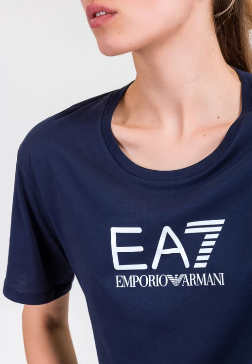 Футболка жіноча з джерсі EA7 Emporio Armani темно-синього кольору