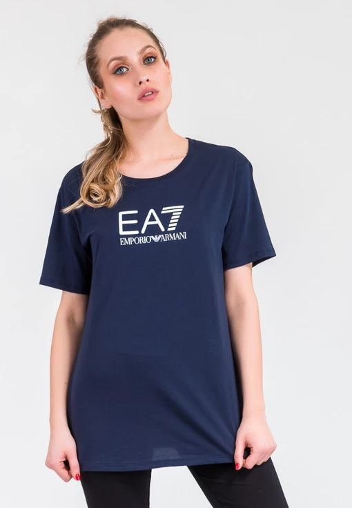 Футболка жіноча з джерсі EA7 Emporio Armani темно-синього кольору