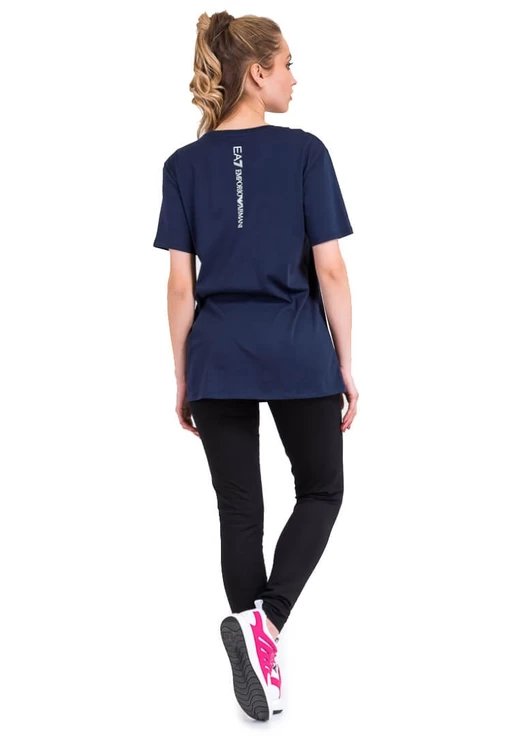 Футболка жіноча з джерсі EA7 Emporio Armani темно-синього кольору