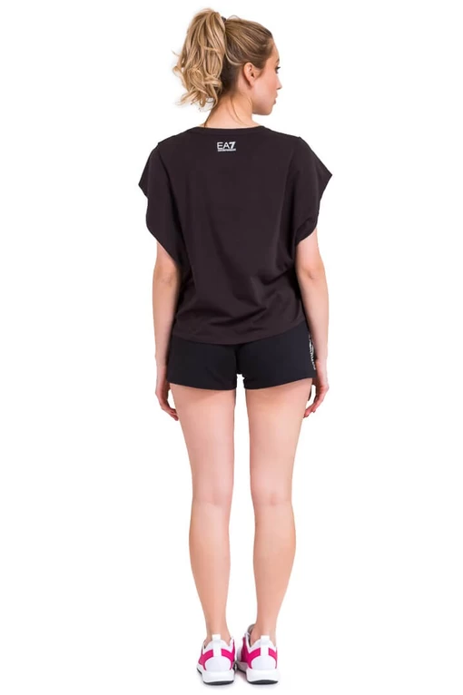 Футболка женская из джерси EA7 Emporio Armani черного цвета