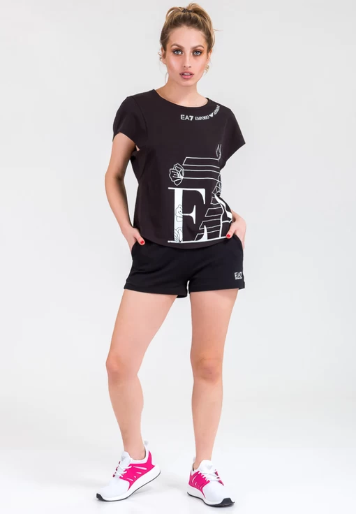 Футболка женская из джерси EA7 Emporio Armani черного цвета