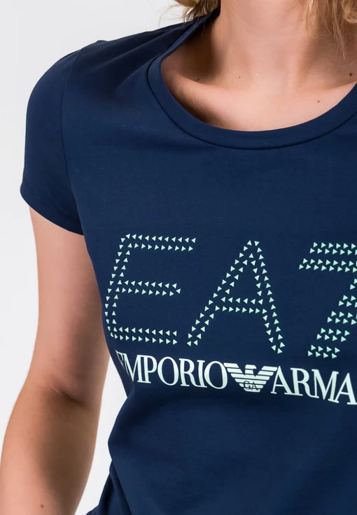 Футболка женская из джерси EA7 Emporio Armani темно-синего цвета (3HTT01 TJ29Z 15)