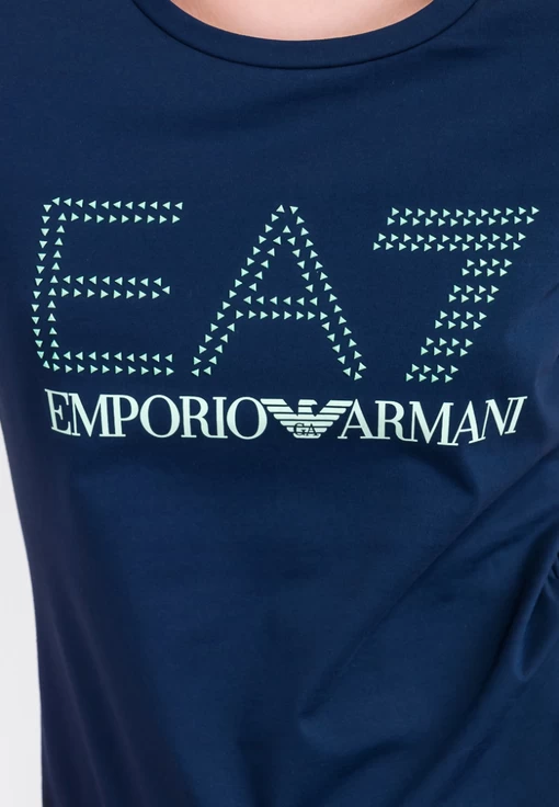 Футболка женская из джерси EA7 Emporio Armani темно-синего цвета (3HTT01 TJ29Z 15)
