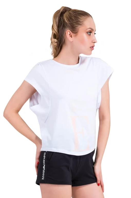 Футболка жіноча з джерсі EA7 Emporio Armani білого кольору