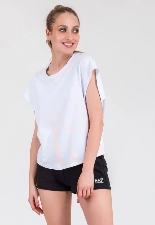 Футболка жіноча з джерсі EA7 Emporio Armani білого кольору