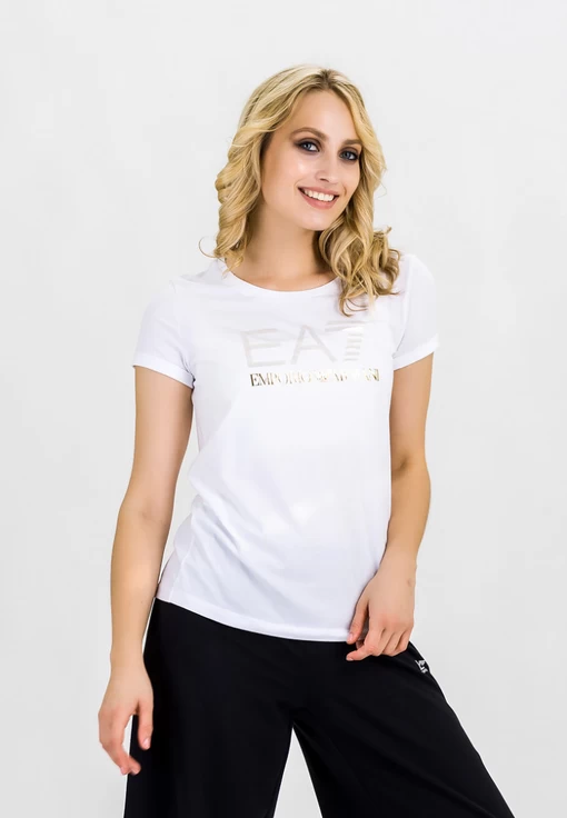Футболка женская спортивная Emporio Armani EA7 белого цвета