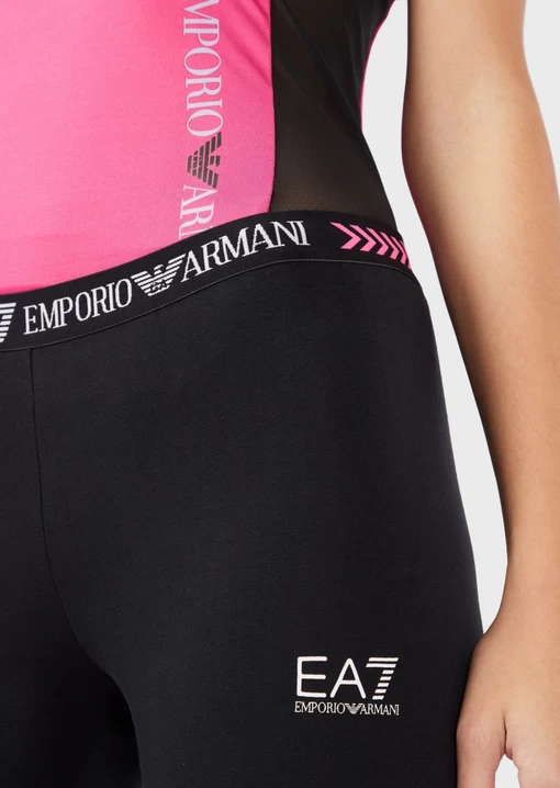 Леггинсы женские из джерси EA7 Emporio Armani черного цвета