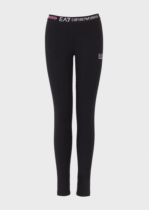 Леггинсы женские из джерси EA7 Emporio Armani черного цвета
