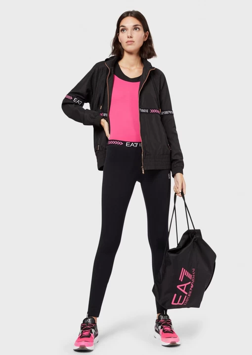 Леггинсы женские из джерси EA7 Emporio Armani черного цвета