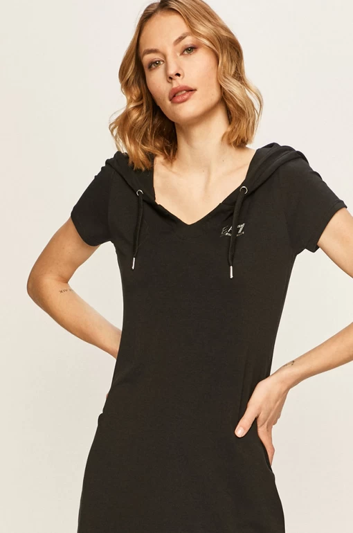 Платье женское трикотажное черного цвета EA7 Emporio Armani