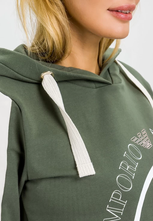 Худи женское спортивное EA7 Emporio Armani цвета хаки