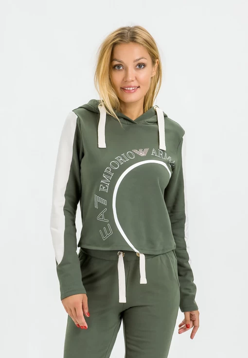 Худи женское спортивное EA7 Emporio Armani цвета хаки