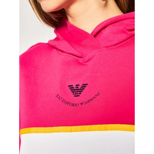 Костюм спортивный женский трикотажный EA7 Emporio Armani бело-розового цвета