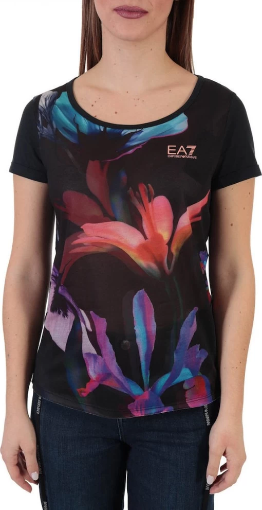 Футболка женская EA7 Emporio Armani черного цвета (6GTT29 TJ63Z 12)