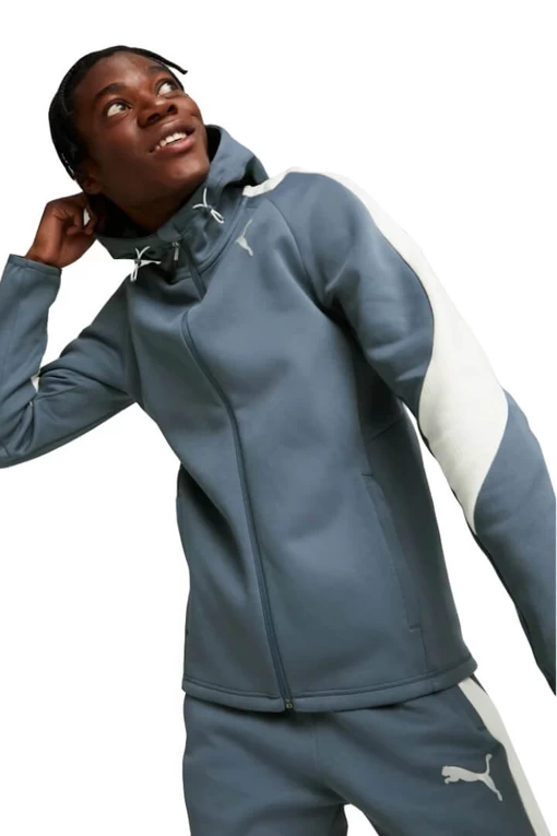 Светр чоловічий Puma Evostripe Full-Zip Hoodie синього кольору (84991518)