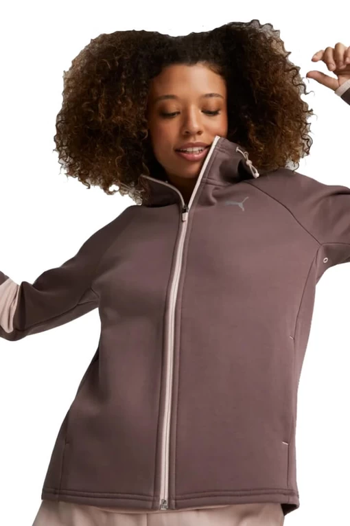 Толстовка женская Puma Evostripe Full-Zip Hoodie сливового цвета