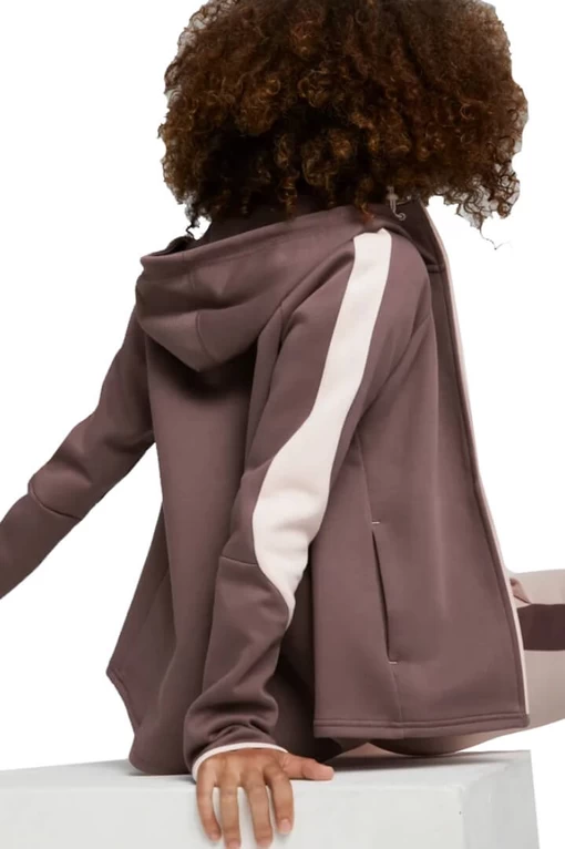 Толстовка женская Puma Evostripe Full-Zip Hoodie сливового цвета