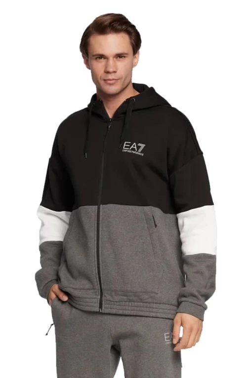 Спортивный костюм мужской EA7 Emporio Armani черно-серого цвета