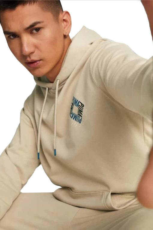 Худи мужское Puma Swxp Graphic Hoodie бежевого цвета