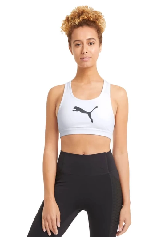 Топ женский Puma Mid Impact 4Keeps Bra белого цвета