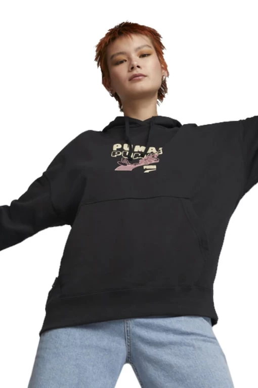 Свитер женский Puma Downtown Graphic Hoodie черного цвета