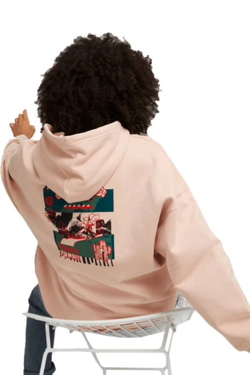 Худі жіноче Puma Downtown Oversized Hoodie пудрового кольору 53716547