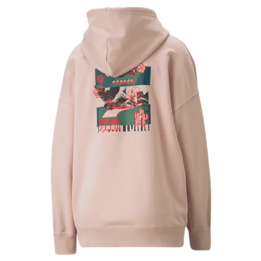 Худі жіноче Puma Downtown Oversized Hoodie пудрового кольору 53716547