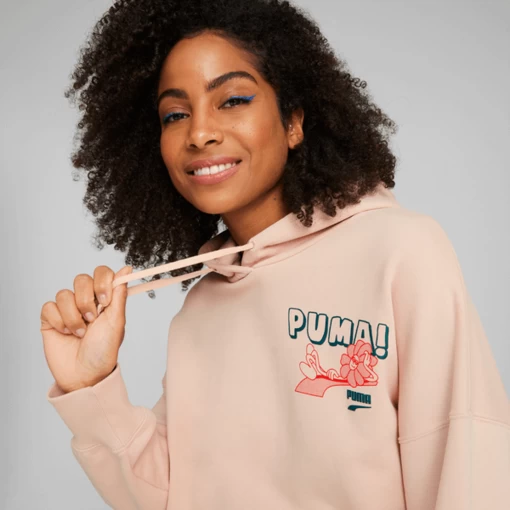 Худі жіноче Puma Downtown Oversized Hoodie пудрового кольору 53716547