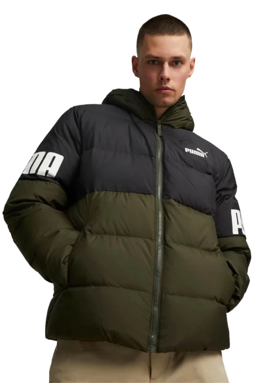 Куртка чоловіча Puma Power Down Puffer зелена із чорним кольором