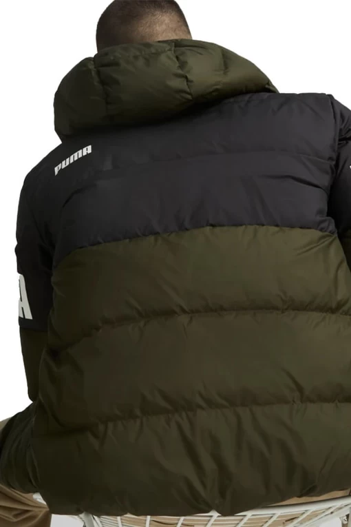 Куртка чоловіча Puma Power Down Puffer зелена із чорним кольором