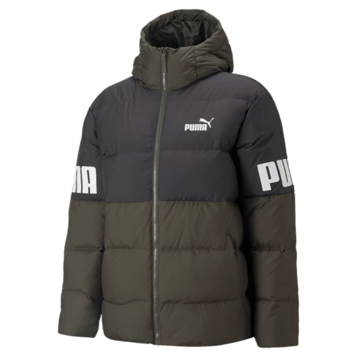 Куртка чоловіча Puma Power Down Puffer зелена із чорним кольором
