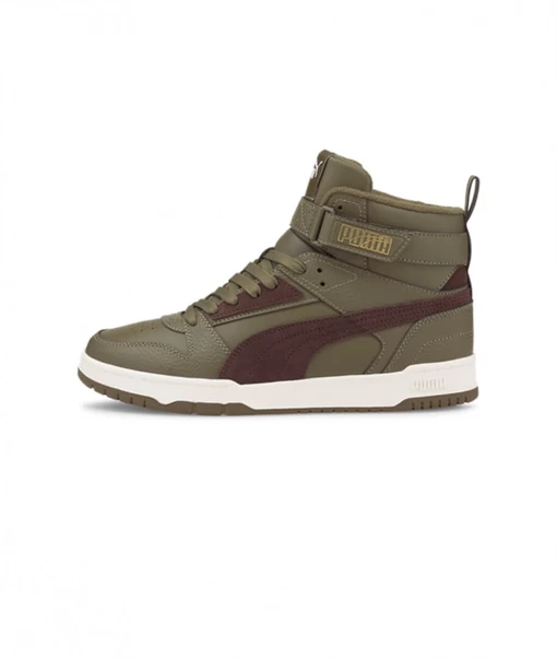Высокие кроссовки мужские-женские Puma RBD Game WTR темно-оливкового цвета