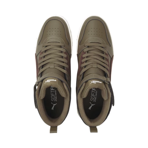Высокие кроссовки мужские-женские Puma RBD Game WTR темно-оливкового цвета