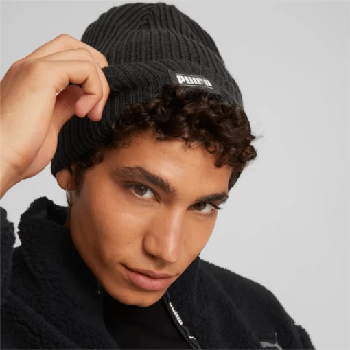 Шапка Puma Ribbed Classic Cuff Unisex Beanie чорного кольору