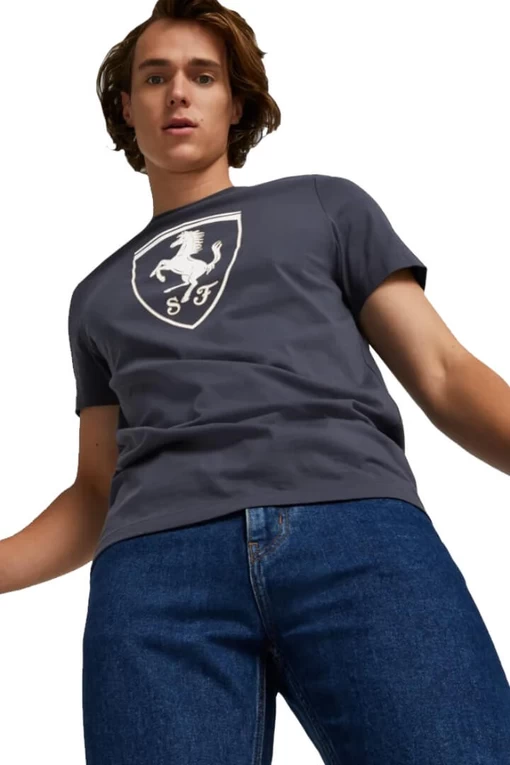 Футболка мужская Puma Ferrari Race Big Shield Tee темно-серого цвета