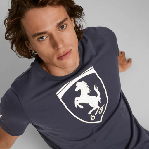 Футболка мужская Puma Ferrari Race Big Shield Tee темно-серого цвета