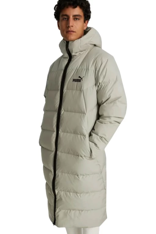 Пальто мужское Puma Long Down Coat светло-серого цвета