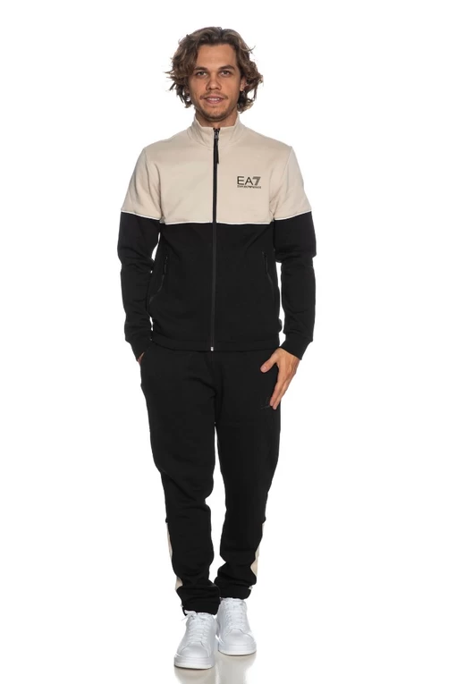 Спортивний костюм чоловічий EA7 Color Block Silver Brand слоновий із чорним кольором