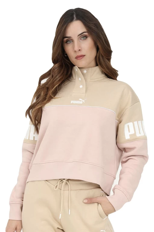 Худи женское Puma Power Colorblock Crew сандалового цвета